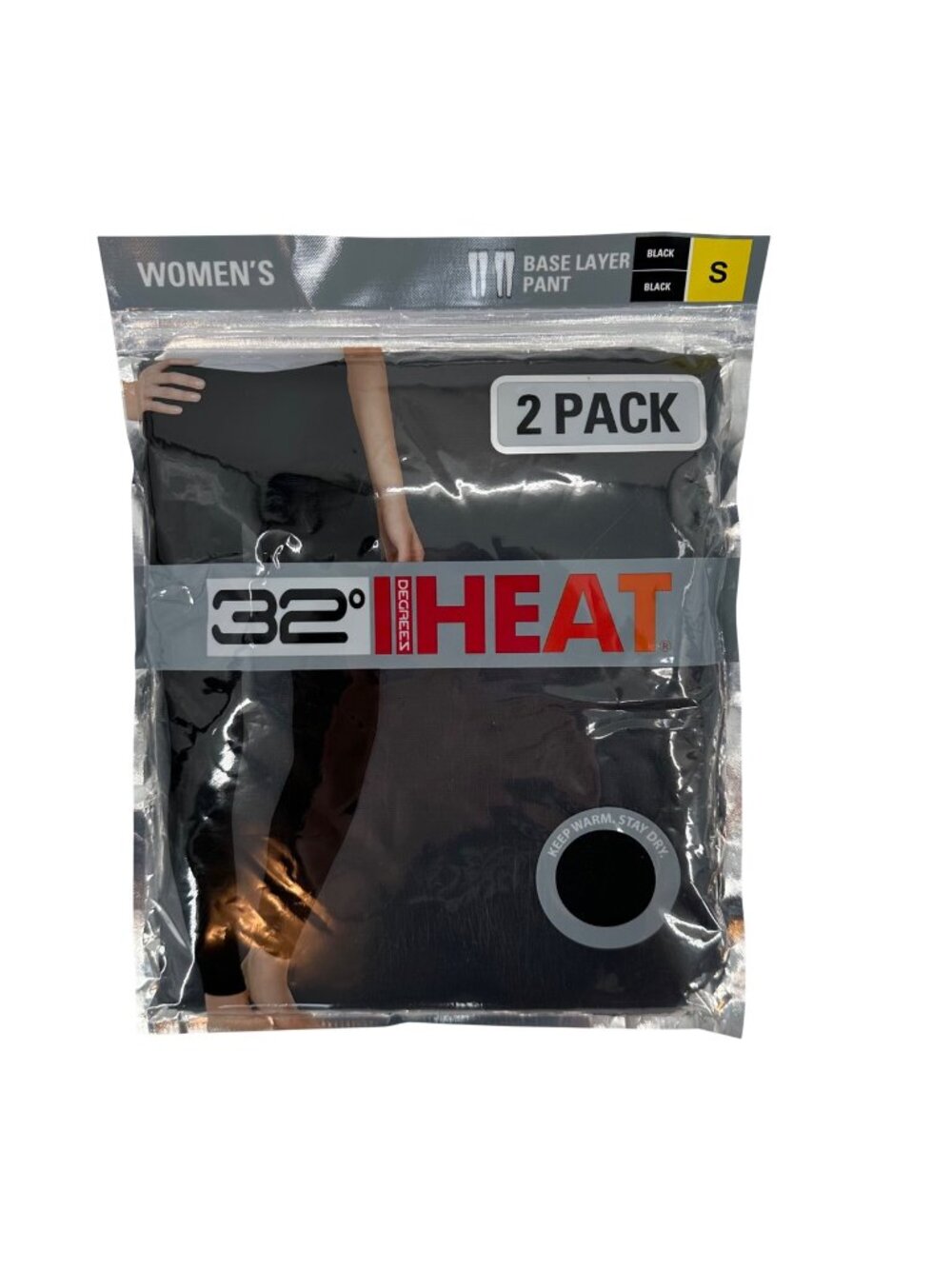 32 Degrees Heat Womens Base Layer Quick Dry Anti-Odor Pant 2 Pack Black Small
